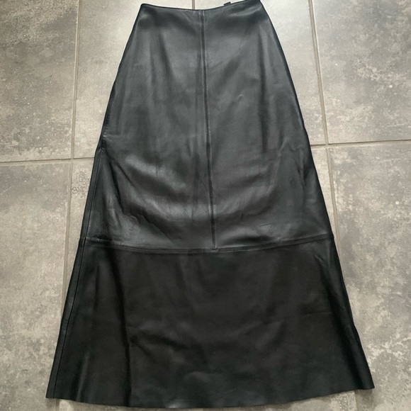 Vintage Floor Length Genuine Leather Maxi Skirt with Back Zipper - Picture 2 of 13